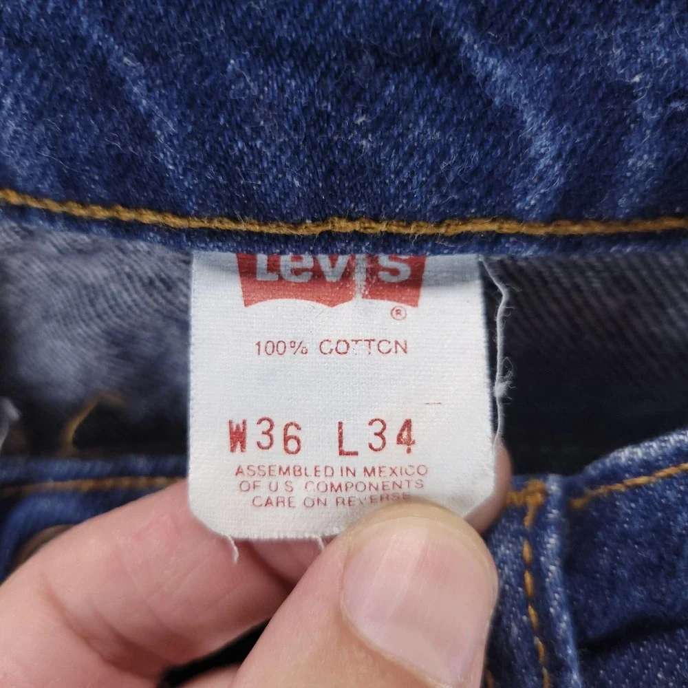 VTG Levis 505 Jeans Mens 36x34 Blue Straight Dark Wash Orange Tab 90s